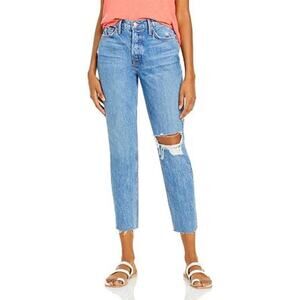 GRLFRND karolina high rise cropped distressed‎ jeans size 28